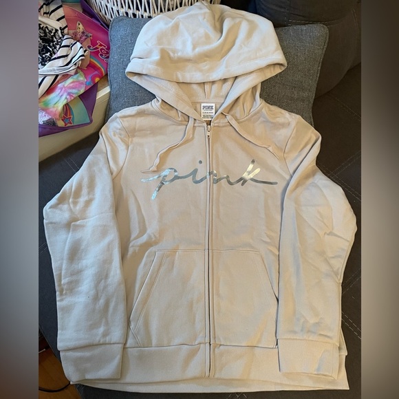 NWT: Victoria’s Secret PINK Soft Fleece Full Zip Hooded Sweatshirt:  X-Large - Picture 5 of 9